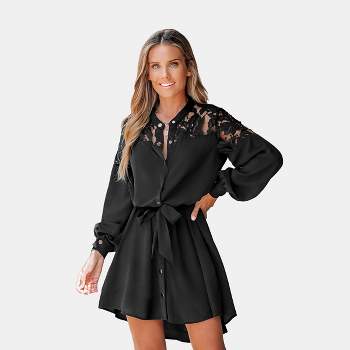 Women's Belted Floral Lace Mini Dress - Cupshe
