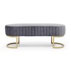 Zeus & Ruta 48" Modern Velvet Oval Upholstered Ottoman with Golden Metal Legs - 2 of 4