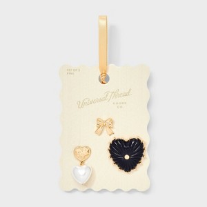Bow and Heart Drop Pin 3pc Set - Universal Thread™ Gold - 1 of 2