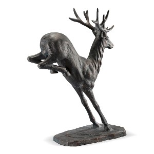 SPI Home Landing Stag Garden Sculpture – 35.5” Tall Metal Deer Statue, Freestanding Rustic Outdoor Wildlife Decor for Lawn or Garden - 1 of 4