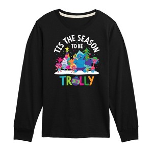 Boys' - Trolls - Tis The Season Trolly Branch and Friends Long Sleeve Graphic T-Shirt - 1 of 4