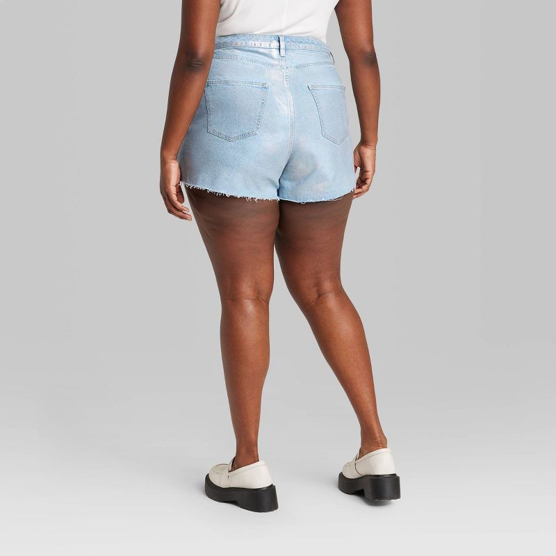 Women's High-Rise Curvy Iridescent Cutoff Jean Shorts - Wild Fable™ Light Wash, 4 of 7