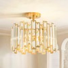 Rennnsan Imbria 14" W 5 - Light Rectangle Crystal Modern Glam Dimmable Semi Flush Mount in Gold - 2 of 4
