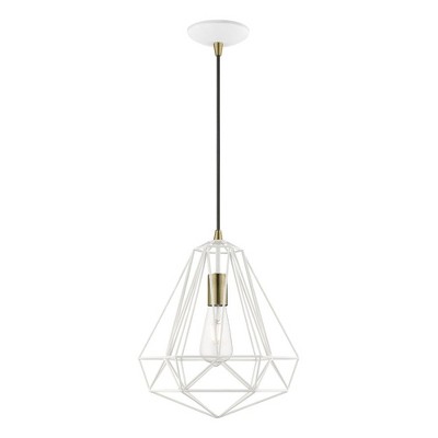 Livex Lighting Knox 1 - Light Pendant in  Textured White/Antique Brass