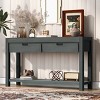 Luxurious Acacia Wood Veneer Console Table, Entryway Table With 2 Drawers And 1 Shelf,  Console Table Contemporary, Modern Sofa Table-Cuddlewood - 2 of 4