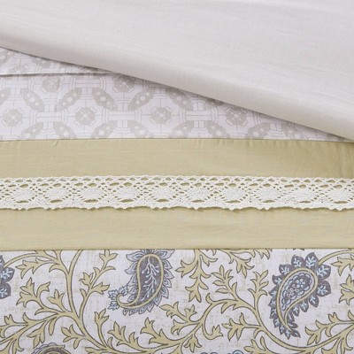 Queen Yellow Cotton Reversible 9-Piece Comforter Set