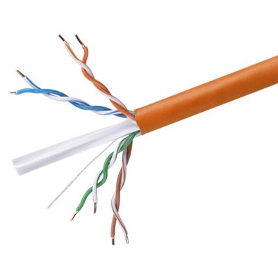 Monoprice Cat6 Ethernet Bulk Cable - 500 Feet - Orange, Solid, 550MHz, UTP, CMR, Riser-Rated, Pure Bare Copper Wire, 23AWG (UL)(TAA)