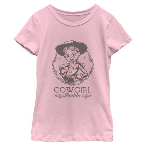 Toy Story Girls Toy Story 5 Cowgirl Baddie Badge T Shirt - Light Pink - Large