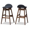 Baxton Studio 2pc 30" Fabric Upholstered Wood Finishing Barstool Dark Blue: Mid-Century Modern, Rubberwood Frame, Fixed Height - 2 of 4