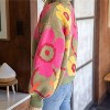 Women's Floral Long Sleeve Sweater - voy - 2 of 3