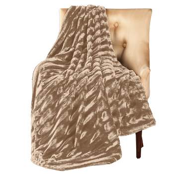 Collections Etc Striped Faux Mink Throw Blanket