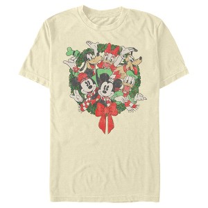 Men's Mickey & Friends Christmas Group Shot Wreath T-Shirt - 1 of 4