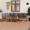 vidaXL Outdoor Lounge Set, Solid Acacia Wood, Modern Style Patio Furniture with Cushions and Coffee Table, Durable and Weather Resistant - 2 of 4