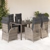 vidaXL 7 Piece Patio Dining Set with Cushions/Backrest - Gray Poly Rattan Outdoor Furniture Ideal for Garden, Patio, Backyard - 2 of 4