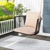 Tangkula Outdoor Metal Porch Swing Single Person Hanging Seat w/ Woven Rattan Backrest Porch Backyard - 4 of 4