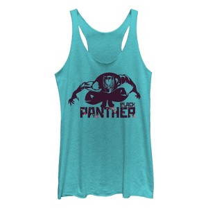 Women's Marvel Black Panther Floral Text Racerback Tank Top - 1 of 3