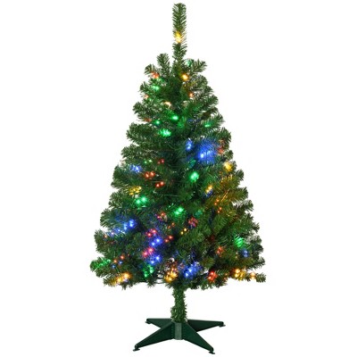 HOMCOM Prelit Artificial Christmas Tree Holiday Decoration with Warm White or Colorful LED Lights
