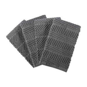 Design Imports 4pk Cotton Chevron Luxury Barmop Towels Gray: Kitchen Hand Towels, Classic Pattern, 100% Cotton - 1 of 3