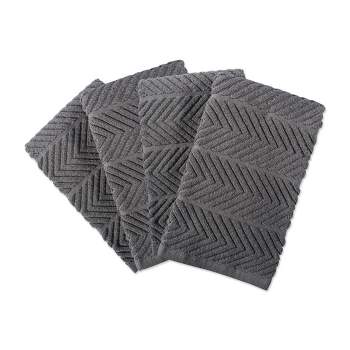 4pk Cotton Chevron Luxury Barmop Towels Gray - Design Imports