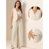 INSPIRE CHIC Women's Two Piece Outfits Button Front Tank Top and Wide Leg Pants Matching Sets - 2 of 4
