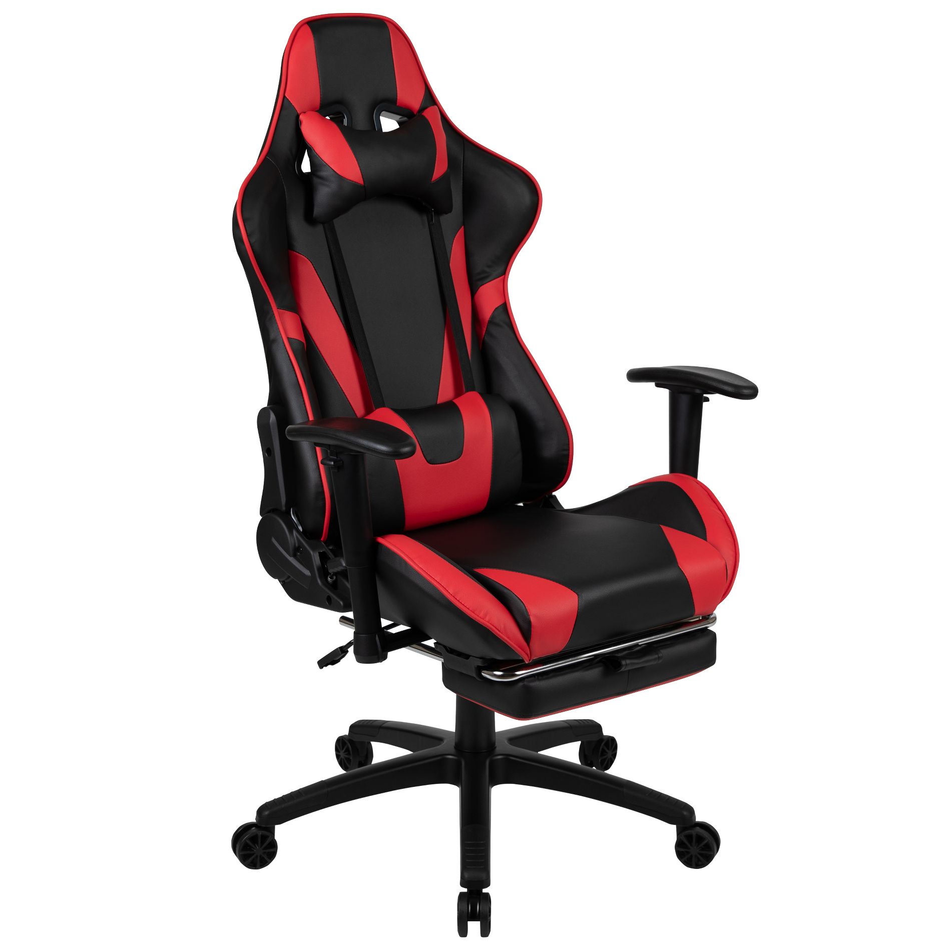 BlackArc Faux Leather Reclining Gaming Chair - Height Adjustable Pivot Arms, Pull-Out Footrest, Headrest & Lumbar Pillows