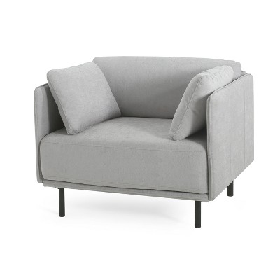 NicBex Faux Leather Accent Chair,Upholstered Living Room Chairs with Mid-Height Backrest and Steel Legs,Accent Chairs for Living Room
