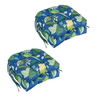 Blazing Needles, 16-inch Spun Polyester Patterned Outdoor U-shaped Tufted Chair Cushions (Set of 4)