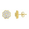 14K Yellow Gold Plated Silver 1/6 Cttw Diamond Floral Stud Earrings - 2 of 4