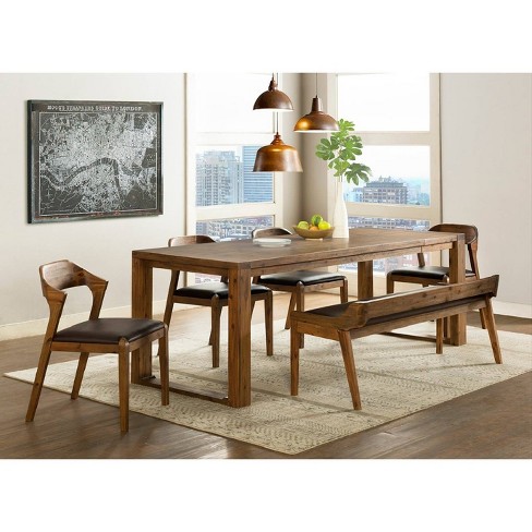 6pc Rasmus Extendable Dining Table Set Chestnut - Boraam: Acacia Wood ...