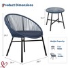 Jojoka 3-Piece Patio Bistro Set with Cushioned Acapulco Chairs & Glass Table, All-Weather Outdoor Conversation Set for Deck, Balcony, Backyard - 2 of 4