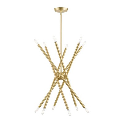 Satin Brass Sputnik 12-Light Chandelier with Adjustable Stems