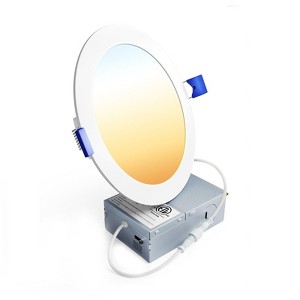 Itopfox 6 Pack LED Recessed Light, Dimmable, 2700K-5000K 5CCT, 1200LM High Brightness, 12W 120V, Damp Rated, Ultra-Thin Canless Wafer Ceiling Light - 1 of 4