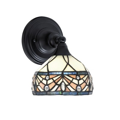 Toltec Lighting Any 1 - Light Sconce in  Matte Black with 7" Royal Merlot Art Glass Shade