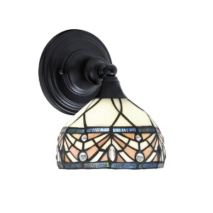 Toltec Lighting Any 1 - Light Sconce in  Matte Black with 7" Royal Merlot Art Glass Shade - 1 of 1