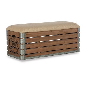 Barley Mixed Material Storage Bench Natural - Powell Company, Beige