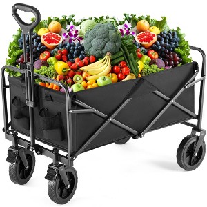 SKRAN Capacity Foldable Portable Wagons Carts with All-Terrain Wheels & Drink Holders,Heavy Duty Collapsible for Beach,Picnics(Wagon Only) - 1 of 4