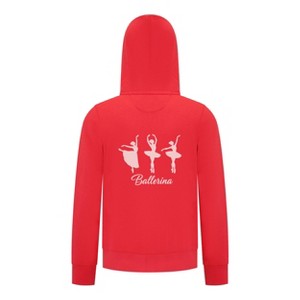 Everyday Kids Ballerina Girls Zip Up Hoodie – Pink Dancer Silhouette Ballet Sweatshirt - 1 of 4