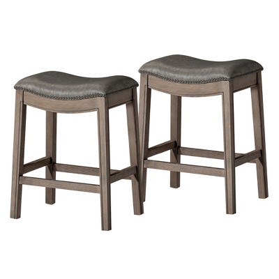 Maven Lane Adrien Backless Saddle Kitchen Stool, Set of 2