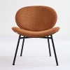 Orange Mid-Century Modern Shell Chair Single Side Chair Tripod Black Leather Lounge Chair - 2 of 4