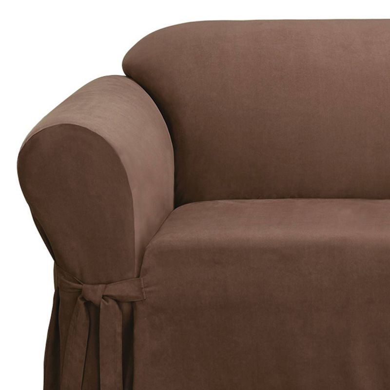 Soft Suede Sofa Slipcover Chocolate - Sure Fit, 2 of 7