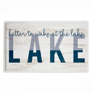 Stupell Industries Better To Wake At Lake Printed Plush Bath Mat And Bath Rug, Design By Kim Allen, 18"X30" - 1 of 4
