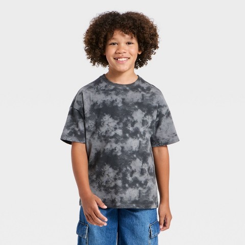 Детские Cat & Jack Boys' Short Sleeve Oversized Tie-Dye T-Shirt - Cat & Jack™ Dark Gray M