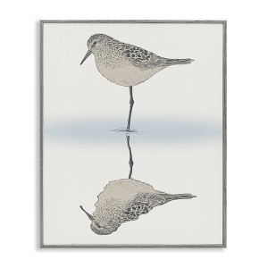 Stupell Industries Tranquil Sandpiper Bird Reflection Framed Giclee Art, Gray, 24" x 30" - 1 of 4