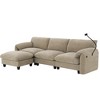 YOOCOZZ Sectional Sofa with Built-in Phone Holder and Charger, Side Storage Pockets, and Movable Ottoman - 2 of 4