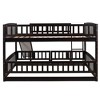 Bunk Bed with Slide,Full Over Full Low Bunk Bed with Fence and Ladder for Toddler Kids Teens White - 3 of 4