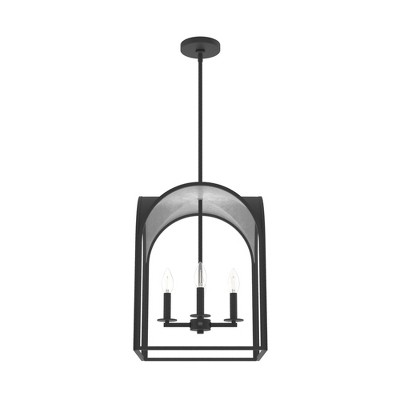 15" 4-Light Dukestown Natural Black Iron and Leaf Lantern Pendant Ceiling Light - Hunter Fan