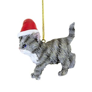 Roman 2.75 In Cat Wearing Santa Hat Kitten Feline Tree Ornaments - 1 of 3