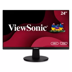 ViewSonic VA2447-MHU 24 Inch Full HD 1080p USB-C Monitor with Ultra-Thin Bezel, Adaptive Sync, 75Hz, Eye Care, 15W Charging, HDMI, and VGA Inputs for