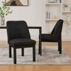 Minimalist Dining Chair Set of 2,Black Gray Chenille Upholstered Chair with Curved Back, Armless Modern Dining Chair for Kitchen or Dining Room-Koiai - 3 of 4