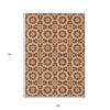 Orange Beige And Copper Floral Medallion Washable Indoor Outdoor Area Rug - 3 of 4